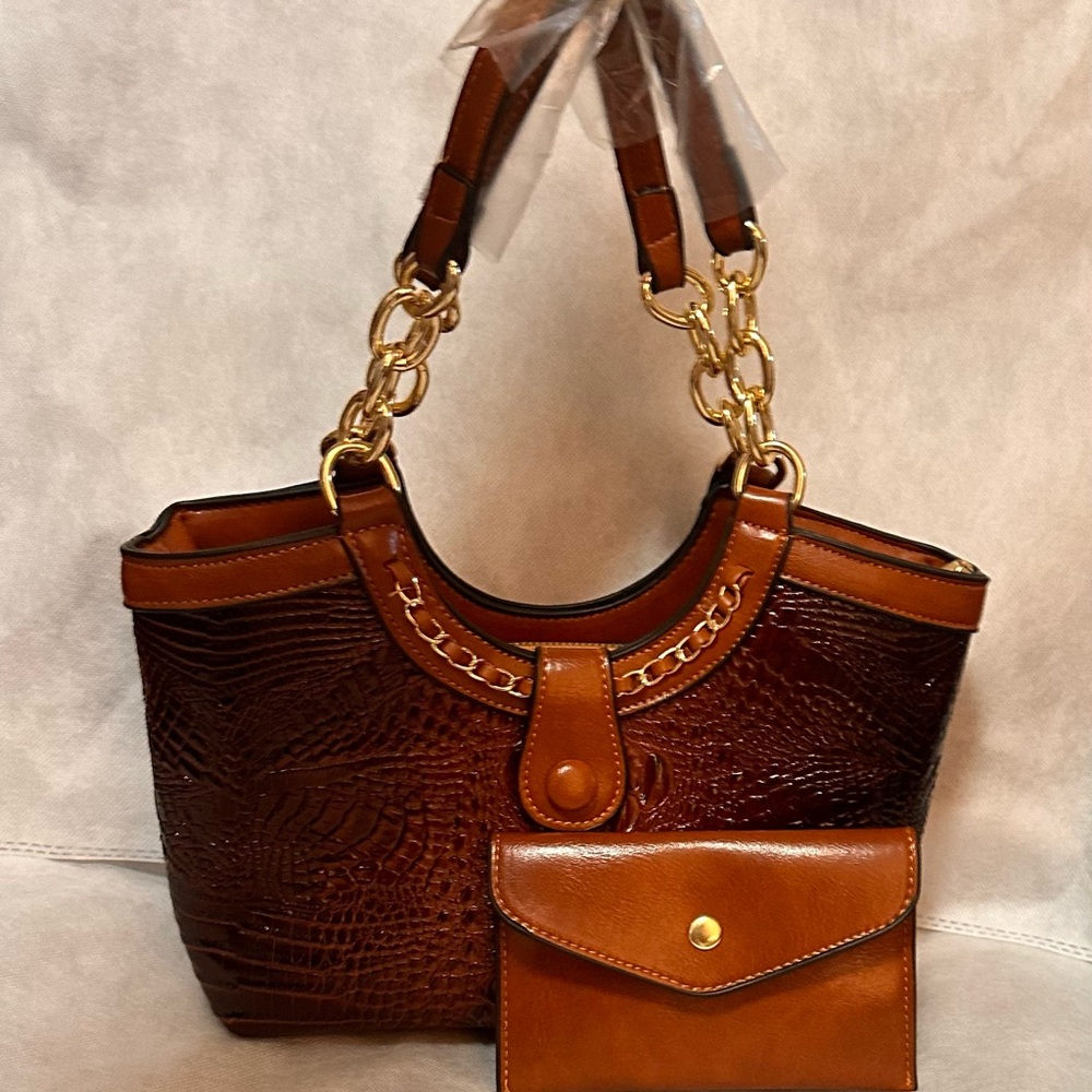 Elegant Brown Leather Handbag Set